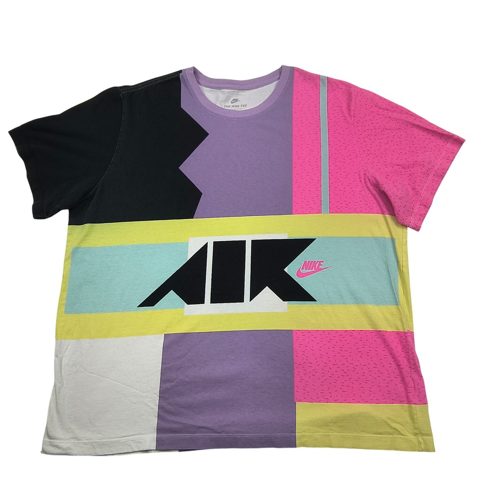 Nike Air Mens XXL Colorblock Graphic T-Shirt Retro 90s Style Multi-Color Tee